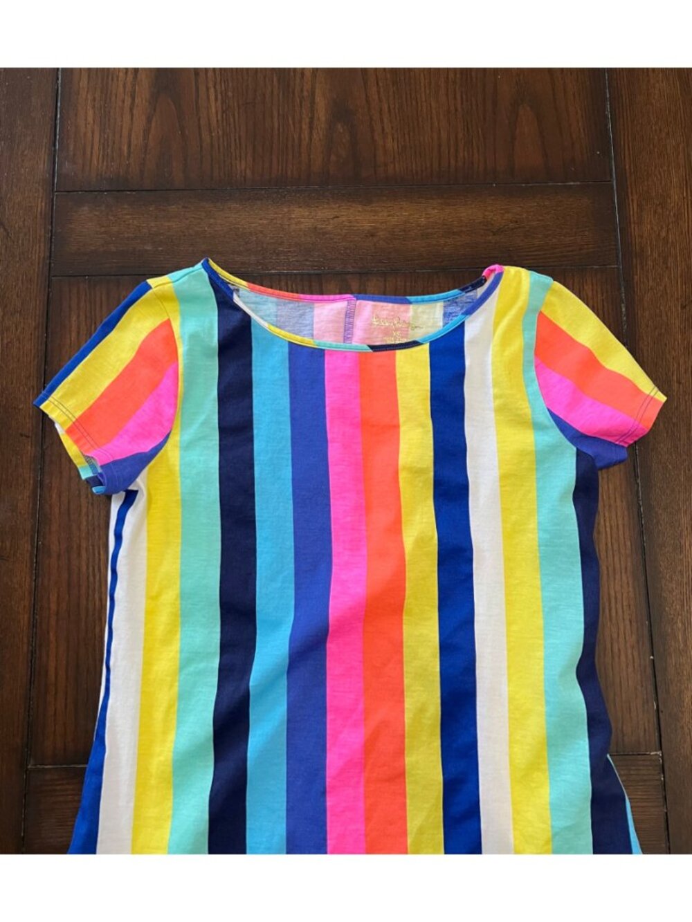 Lilly Pulitzer Marlowe Dress Rainbow Stripe T-Shirt Sheath Knit Jersey Dress XS - Picture 3 of 8